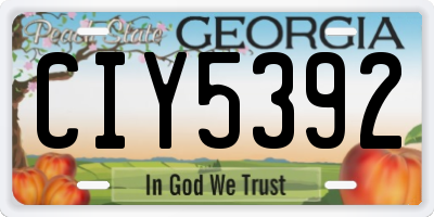 GA license plate CIY5392