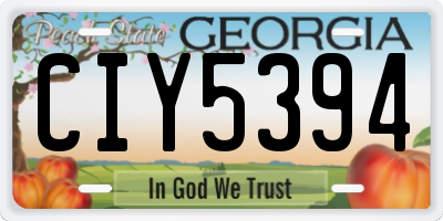 GA license plate CIY5394