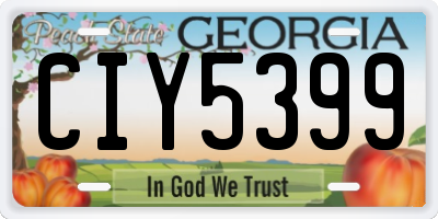 GA license plate CIY5399