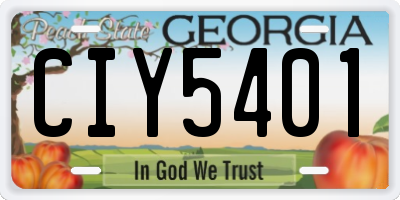 GA license plate CIY5401