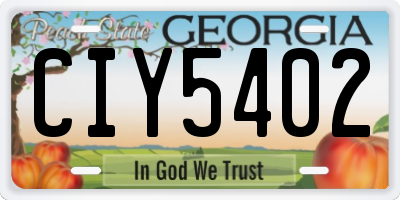 GA license plate CIY5402