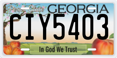 GA license plate CIY5403