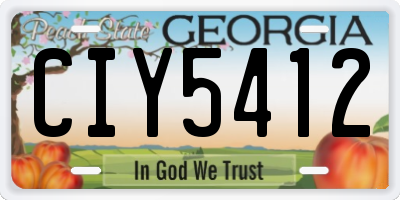 GA license plate CIY5412