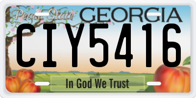 GA license plate CIY5416