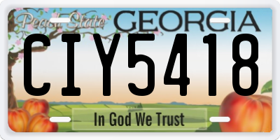 GA license plate CIY5418