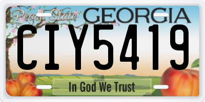 GA license plate CIY5419