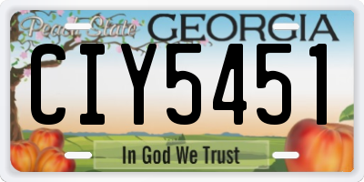 GA license plate CIY5451
