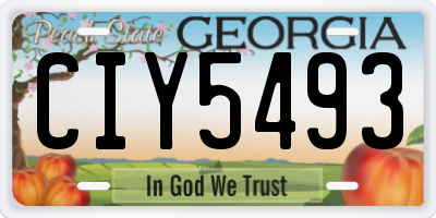 GA license plate CIY5493