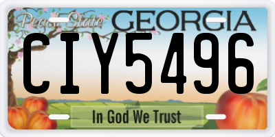 GA license plate CIY5496