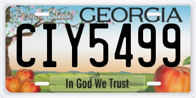 GA license plate CIY5499