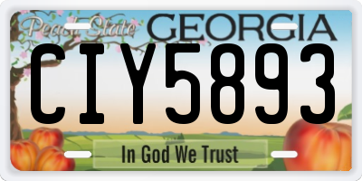 GA license plate CIY5893