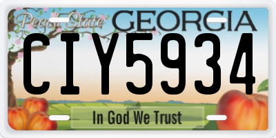 GA license plate CIY5934