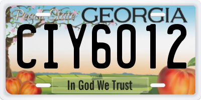 GA license plate CIY6012