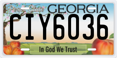GA license plate CIY6036