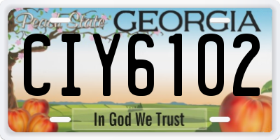 GA license plate CIY6102
