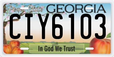 GA license plate CIY6103