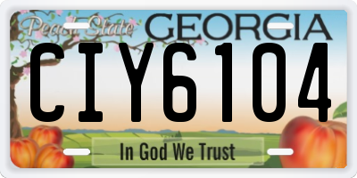 GA license plate CIY6104