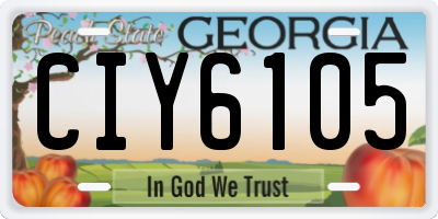 GA license plate CIY6105