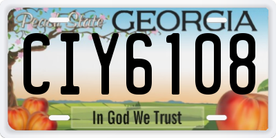GA license plate CIY6108