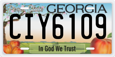 GA license plate CIY6109