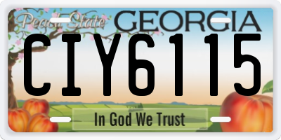 GA license plate CIY6115