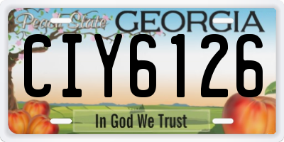 GA license plate CIY6126