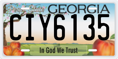 GA license plate CIY6135