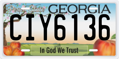 GA license plate CIY6136