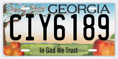 GA license plate CIY6189