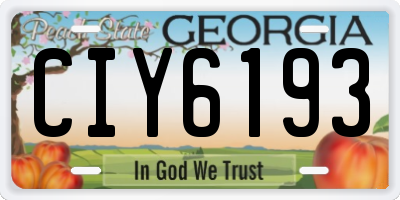 GA license plate CIY6193