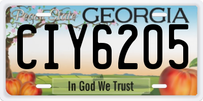 GA license plate CIY6205