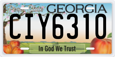 GA license plate CIY6310