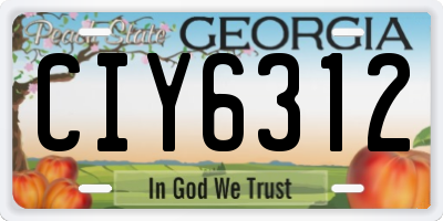 GA license plate CIY6312