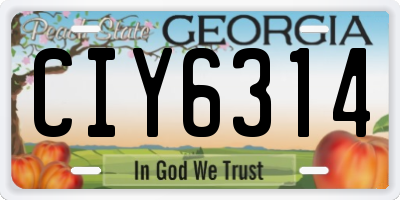 GA license plate CIY6314