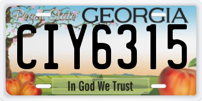 GA license plate CIY6315