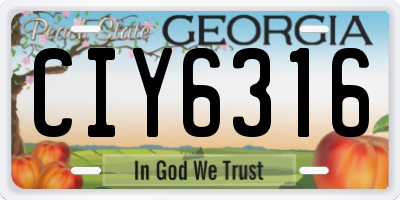 GA license plate CIY6316