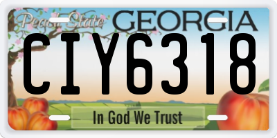 GA license plate CIY6318