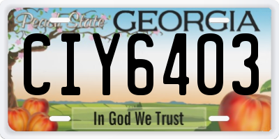 GA license plate CIY6403