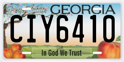GA license plate CIY6410