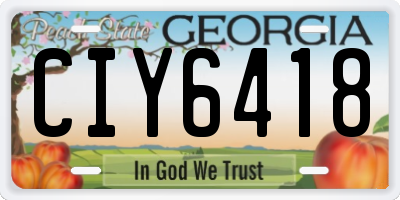 GA license plate CIY6418