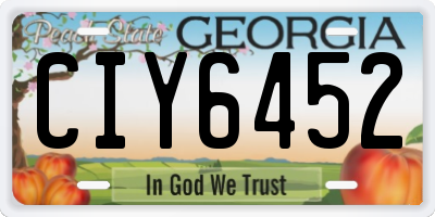 GA license plate CIY6452