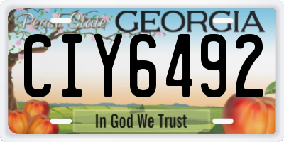 GA license plate CIY6492