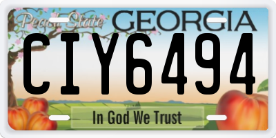 GA license plate CIY6494