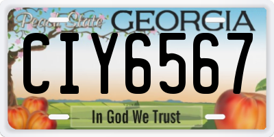 GA license plate CIY6567