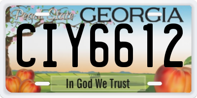 GA license plate CIY6612