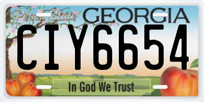 GA license plate CIY6654
