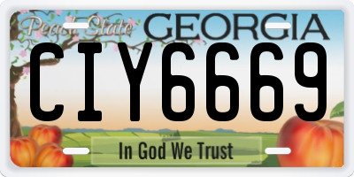 GA license plate CIY6669