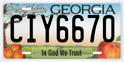 GA license plate CIY6670