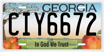 GA license plate CIY6672