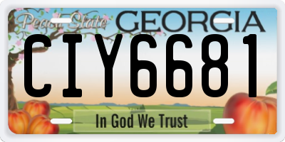GA license plate CIY6681